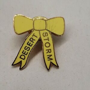 Vintage 1990 US Operation Desert Storm enamel yellow ribbon pin